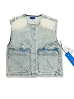 REBEL DISTRESSED DENIM VEST IN LIGHT VINTAGE