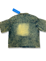 REBEL EMBROIDERED DENIM SHORT SLEEVE SHIRT IN DARK VINTAGE