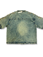 REBEL EMBROIDERED DENIM SHORT SLEEVED SHIRT IN VINTAGE