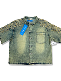 REBEL EMBROIDERED DENIM SHORT SLEEVED SHIRT IN VINTAGE