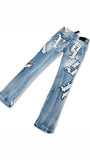 FWRD DENIM EMBROIDERED STACKED FIT ICE BLUE