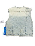 REBEL DISTRESSED DENIM VEST IN LIGHT VINTAGE