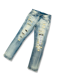 COPPER RIVET SLIM STRAIGHT DISTRESSED JEAN IN (LIGHT TINT)