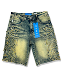 REBEL EMBROIDERED DENIM SHORT IN DARK VINTAGE