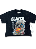 VOYAGE STUDIO SLAYER DYING BREED EMBROIDERED GRAPHIC CROP TEE
