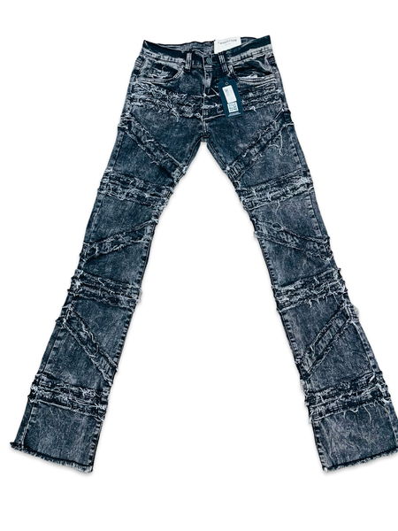 FWRD DENIM STACKED DISTRESSED WASHED BLACK