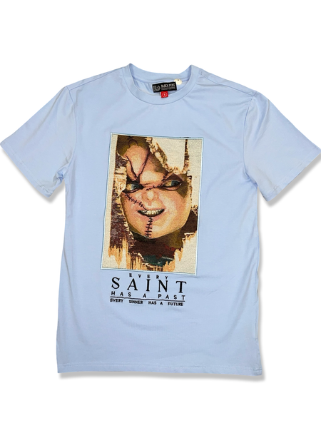BLACK PIKE CHUCKIE PATCHED TEE IN LIGHT BLUE