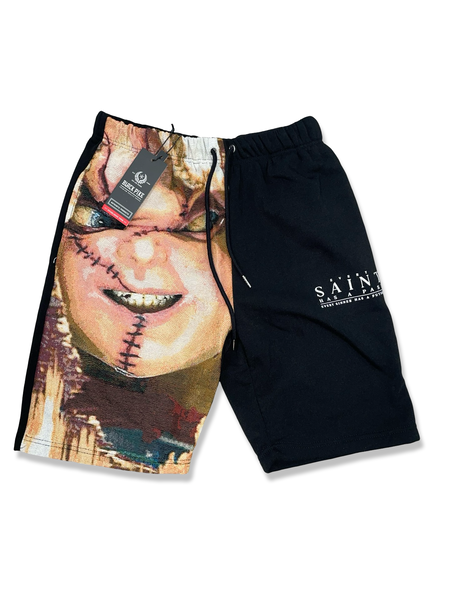 BLACK PIKE CHUCKIE PATCHED FLEECE SHORTS IN BLACK