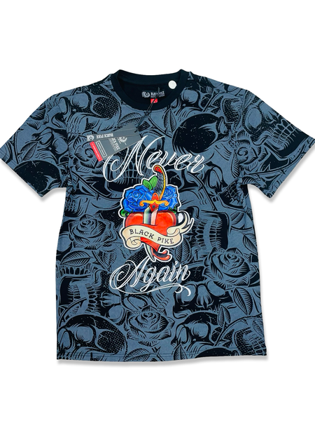 BLACK PIKE NEVER AGAIN TEE IN BLACK