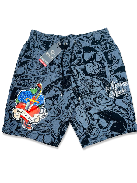 BLACK PIKE NEVER AGAIN FLEECE SHORTS IN BLACK