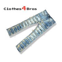 BOYS FOCUS STACKED JEANS LIGHT BLUE/TAN